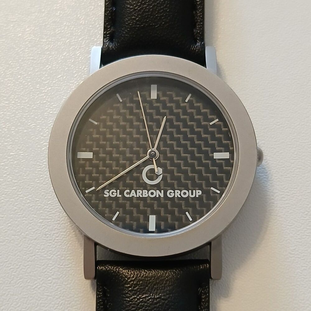 SGL Carbon Group Black Silver Tone Anti-Allergy Band Watch WR 3ATM